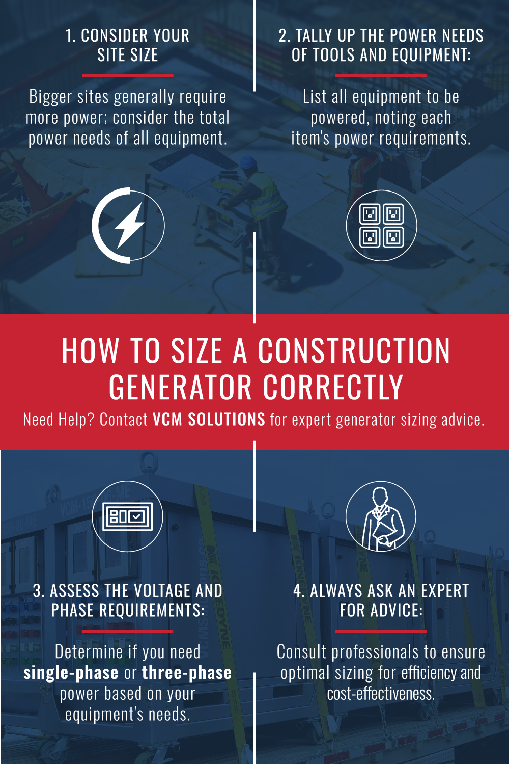 What to Consider When Sizing Your Construction Generator Infographic